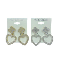 Bulk 12 PCS Clip-On Clover & Heart Crystal Earrings (IER-5472)