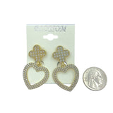 $1.00 Clip-On Clover & Heart Crystal Earrings (IER-5472)