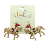 Christmas Hat Hammered Horse Earrings (13-3634WG)