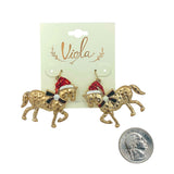 Christmas Hat Hammered Horse Earrings (13-3634WG)