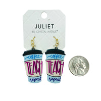 Coffee, Teach, Repeat Acrylic Teacher Themed Earrings