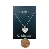 Cubic Zirconia Heart Necklace (18+2in)(18082VCR-R)