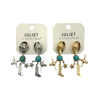 Western Themed Charm Dangle Earrings (0.5x2.25in)