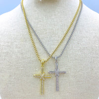 Crystal Infiniti Cross Necklace - Available in Silver or Gold (16+3in)