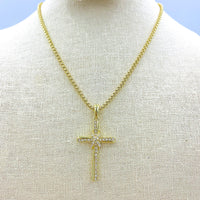 Crystal Infiniti Cross Necklace - Available in Silver or Gold (16+3in)