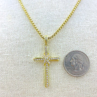 Crystal Infiniti Cross Necklace - Available in Silver or Gold (16+3in)