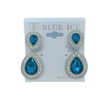 Clip On 2 Tier Teardrop Crystal Dangle Earrings - 7 Colors (0.75x1.5in)