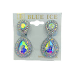 Clip On 2 Tier Teardrop Crystal Dangle Earrings - 7 Colors (0.75x1.5in)