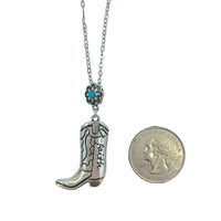 Faith Western Boots Flower Necklace (0.86x1.7in)(16+3in)