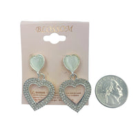 Blossom Post Crystal Heart Dangle Earrings