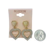 Blossom Post Crystal Heart Dangle Earrings