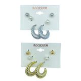 Ball & Pearl Stud Shrimp Hoop Combo Earrings