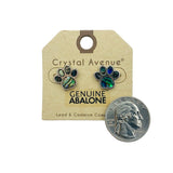 Genuine Abalone Paw Print Stud Post Earrings