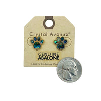 Genuine Abalone Paw Print Stud Post Earrings