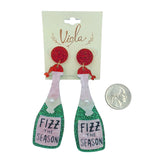 Acrylic Fizz the Season Christmas Champagne Bottle Earring (1x3.5in)