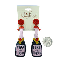 Acrylic Fizz the Season Christmas Champagne Bottle Earring (1x3.5in)