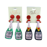 Acrylic Fizz the Season Christmas Champagne Bottle Earring (1x3.5in)