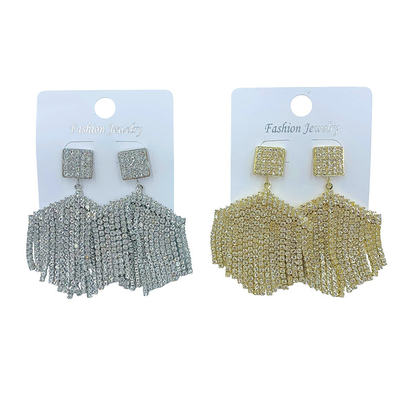 Geometric Chandelier Fringe Earrings in Silver or Gold