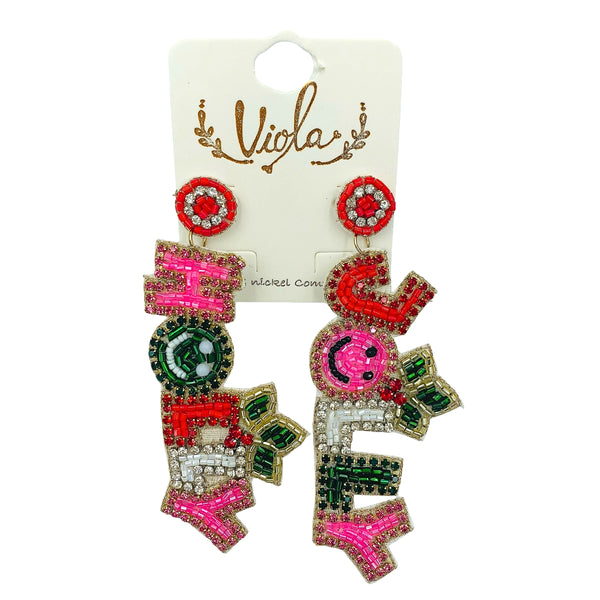 Holly Jolly Christmas Themed Beaded Earrings