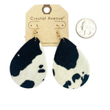 Animal Print Hair on Hide Leather Teardrop Earrings - 6 Colors (1.70x3.15)