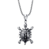 Stainless Steel Turtle 3x3 Magic Square Necklace - 24 inches (.75x1.75in)