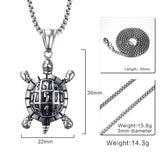 Stainless Steel Turtle 3x3 Magic Square Necklace - 24 inches (.75x1.75in)