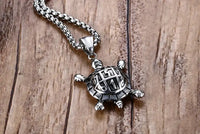 Stainless Steel Turtle 3x3 Magic Square Necklace - 24 inches (.75x1.75in)