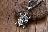 Stainless Steel Turtle 3x3 Magic Square Necklace - 24 inches (.75x1.75in)