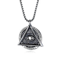 Stainless Steel Freemason Masonic Evil Eye Necklace - 24 inch (1.5x1.75in)