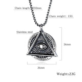 Stainless Steel Freemason Masonic Evil Eye Necklace - 24 inch (1.5x1.75in)