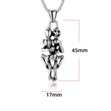 Stainless Steel Skeleton Couple Love Hug Pendant 24 inch Necklace (.63x2.0in)