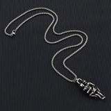 Stainless Steel Skeleton Couple Love Hug Pendant 24 inch Necklace (.63x2.0in)