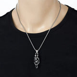 Stainless Steel Skeleton Couple Love Hug Pendant 24 inch Necklace (.63x2.0in)