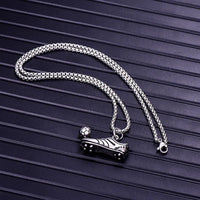 Stainless Steel Soccer Themed 24 Inch Necklace(1.25x.75in)