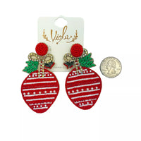 Christmas Ornament Seed Bead Earrings - Beaded (1.63x3in)