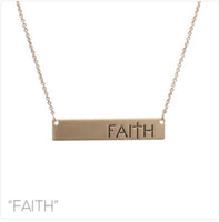 Faith Bar Message Necklace - Available in 3 Colors (16+3in)