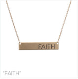 Faith Bar Message Necklace - Available in 3 Colors (16+3in)