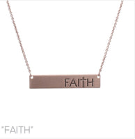 Faith Bar Message Necklace - Available in 3 Colors (16+3in)