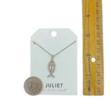 Cross Jesus Fish Necklace in Silver or Gold Tone (0.3x1in)(16+3in)