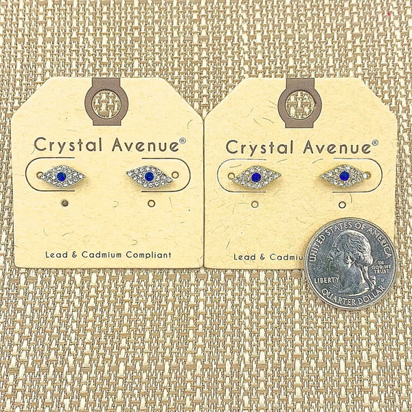 Evil Eye Dainty Stud - Silver or Gold (0.5x0.25in)