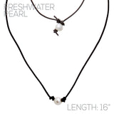 Freshwater Pearl 1.5mm Cord Knotted 16 inch Necklace - Black or Dark Brown