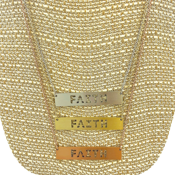 "FAITH" Bar Necklace - Style 2 - Available in 3 Colors