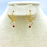 Rudolph The Rednosed Reindeer Crystal Drop Earrings