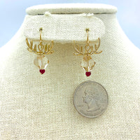 Rudolph The Rednosed Reindeer Crystal Drop Earrings