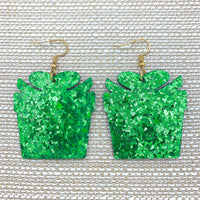 Christmas Present Box Glitter Earrings