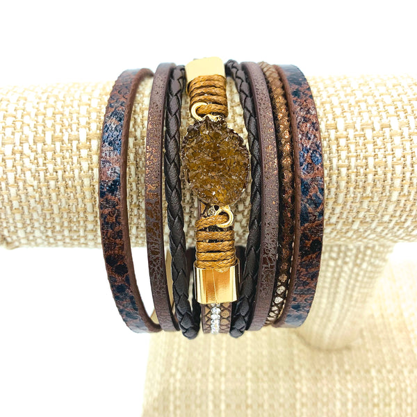 Druzy Stone Magnetic Clasp Wrap Bracelet