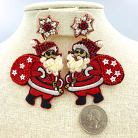 Santa Claus Christmas Seed Bead Earrings Style 1