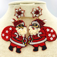 Santa Claus Christmas Seed Bead Earrings Style 1