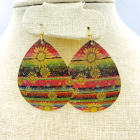 Sunflower Glitter Teardrop Shaped Earrings, Style 2